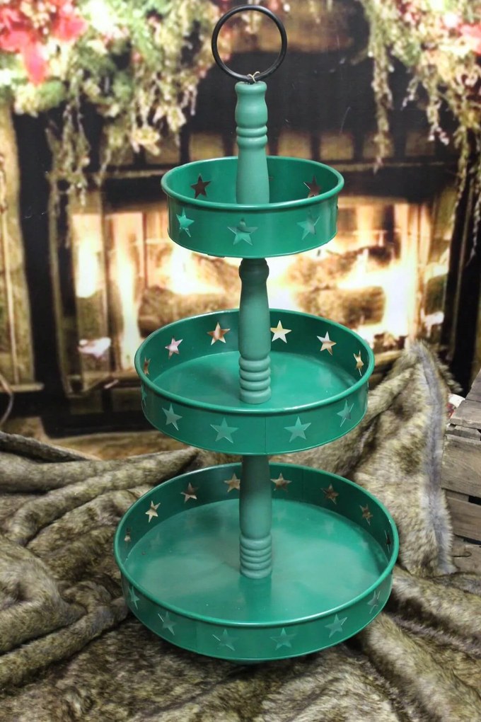 Zelený vianočný etažér 3-poschodový 100cm