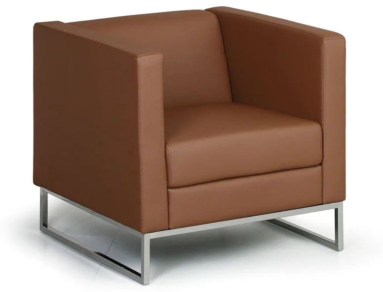 Kožené kreslo CUBE, hnedá