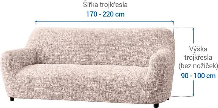 Bielastické poťahy GRAFITI NOVÉ béžové trojkreslo (š. 170 - 220 cm)