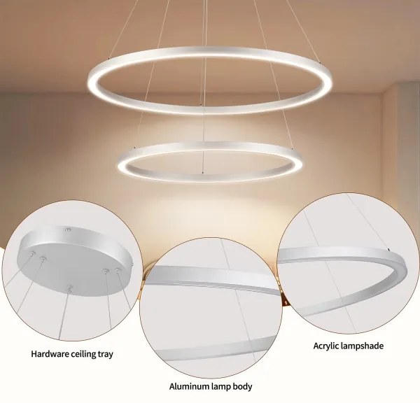 Brilagi-LED stmievateľný závesný luster na lanku PORTOFINO LED/98W/230V pr. 80 cm strieborný s diaľkovým ovládaním