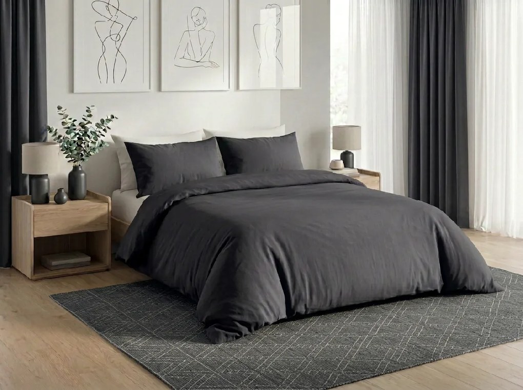 Bavlnené obliečky CALMORA tmavo sivé Rozmer obliečky: 2 ks 70 x 90 cm | 160 x 220 cm