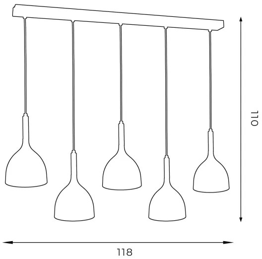 Luster na lanku NOAK WOOD 5xE27/15W/230V čierna/buk