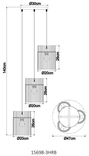Globo 15698-3HRB - Luster na lanku GORLEY 3xE27/60W/230V