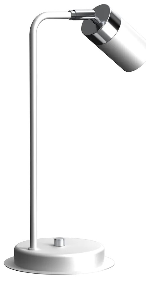 Stolná lampa Joker, 1x chrómové/biele kovové tienidlo, w