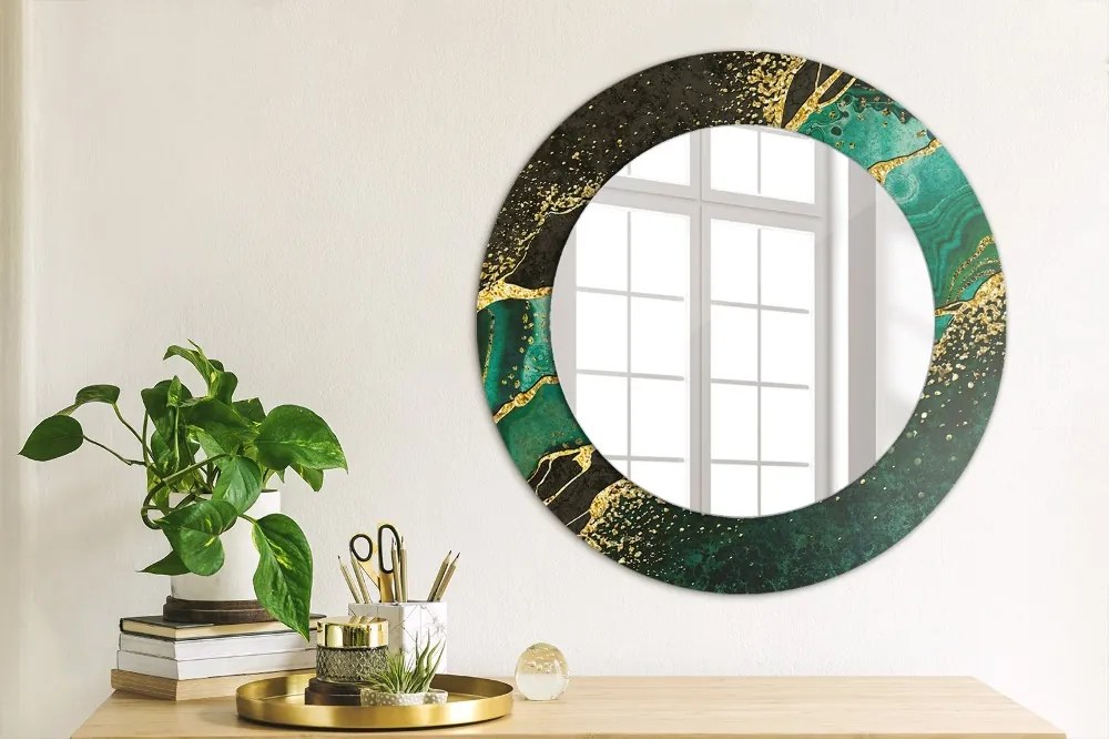 Mramorový zelený Okrúhle dekoračné zrkadlo na stenu
