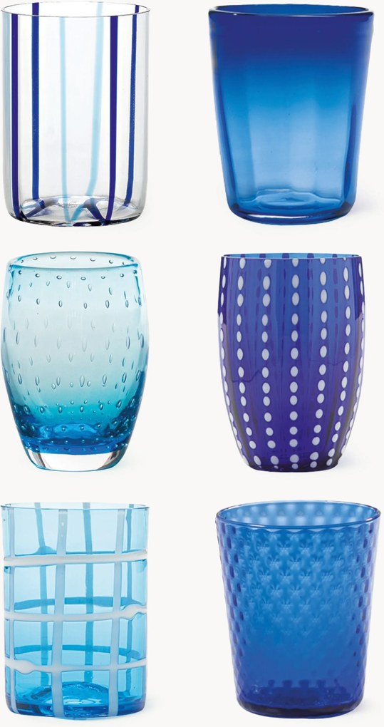 Súprava ručne vyrobených pohárov na vodu Melting, 6 ks