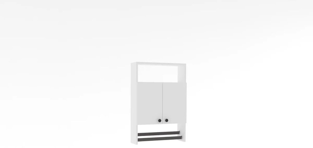 Závesná kúpeľňová skrinka s vešiakom na uteráky Banyo biela