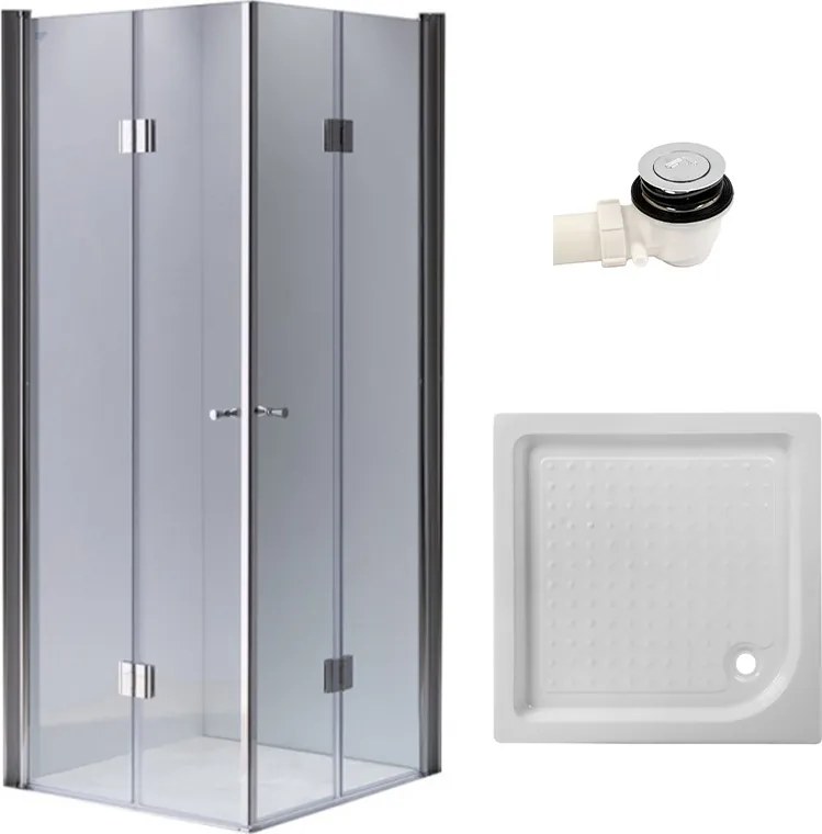 BPS-koupelny Štvorcový sprchový kút HYD-SK1290C 100x100 chróm/transparent + vanička HYD-SSV-SXL02C biela