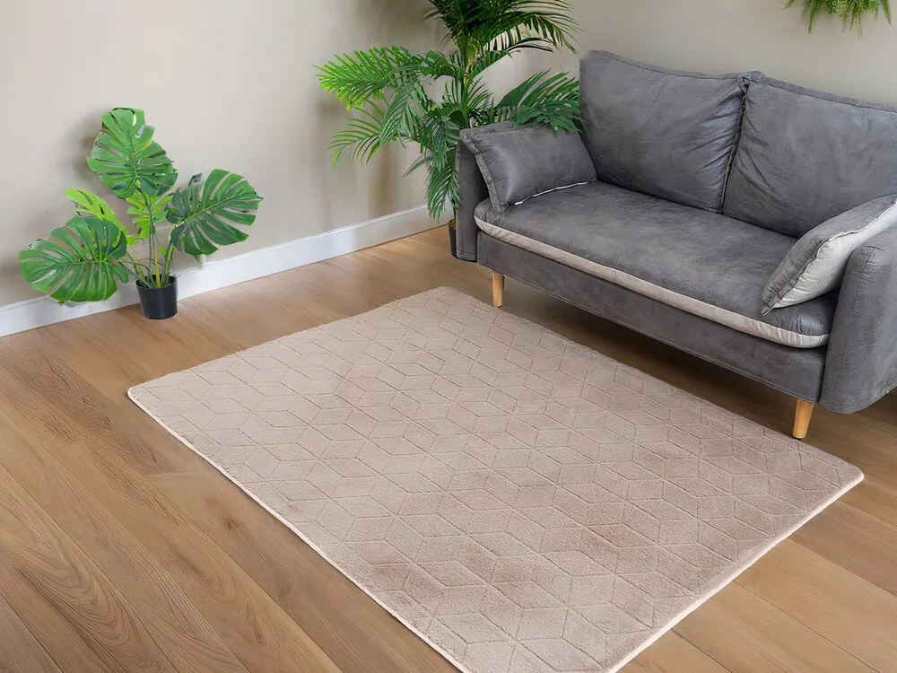 TZ Béžový obdĺžnikový koberec 3D Rabbit Rozmer: 200x300 cm