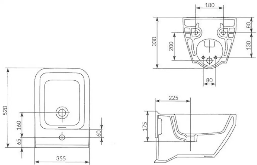 Cersanit Crea WC bidet závesný hranatý, biela, K114-010