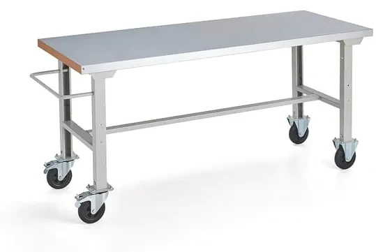 Dielenský stôl s kolieskami SOLID, 2000x800 mm, oceľ