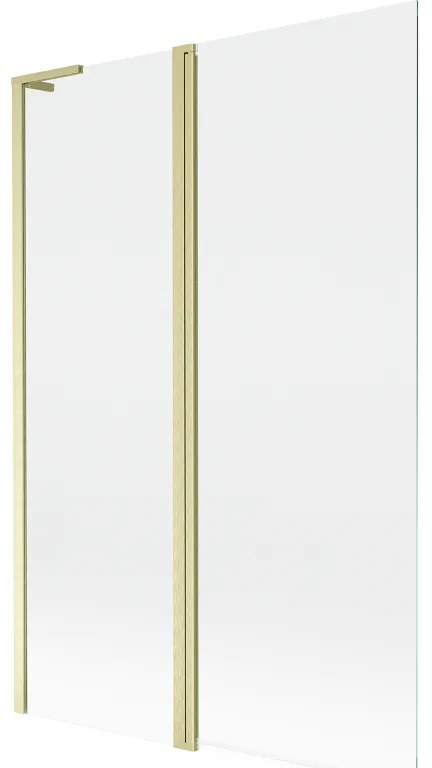 Mexen Mist L, 2-krídlová vaňová zástena 120 x 150 cm, číre sklo, zlatý matný profil, 8A9L-120-011-55-00