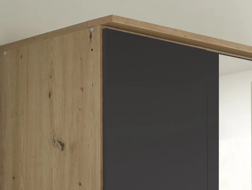 Šatníková skriňa so zrkadlami Bremen, 181 cm, dub artisan/tmavo šedá