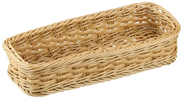 Prútený plastový košík, organizér na príbory WICKER 28 x 11,5 x 8,5 cm