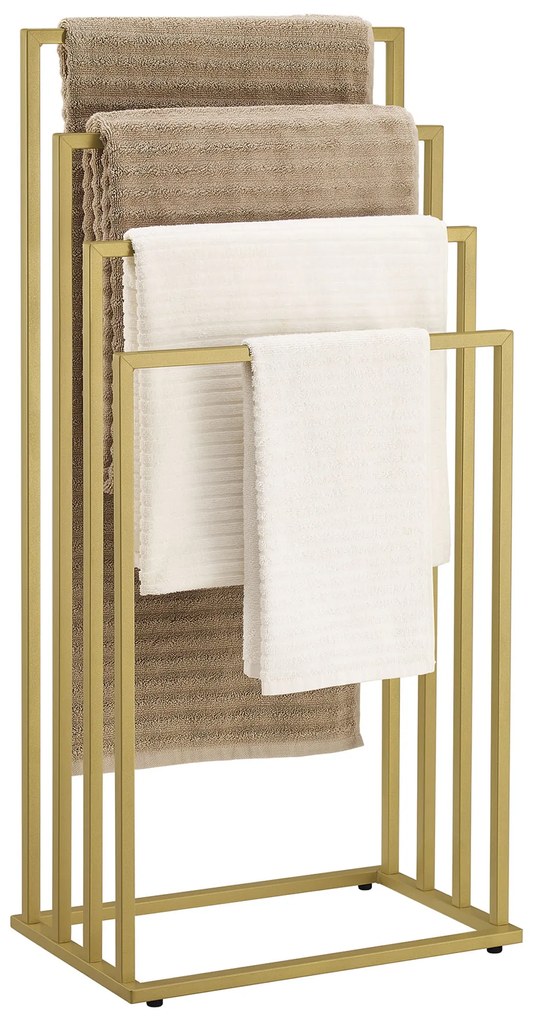 Stojan na uteráky LINESTRO kovový so 4 ramenami 93x45cm, zlatý