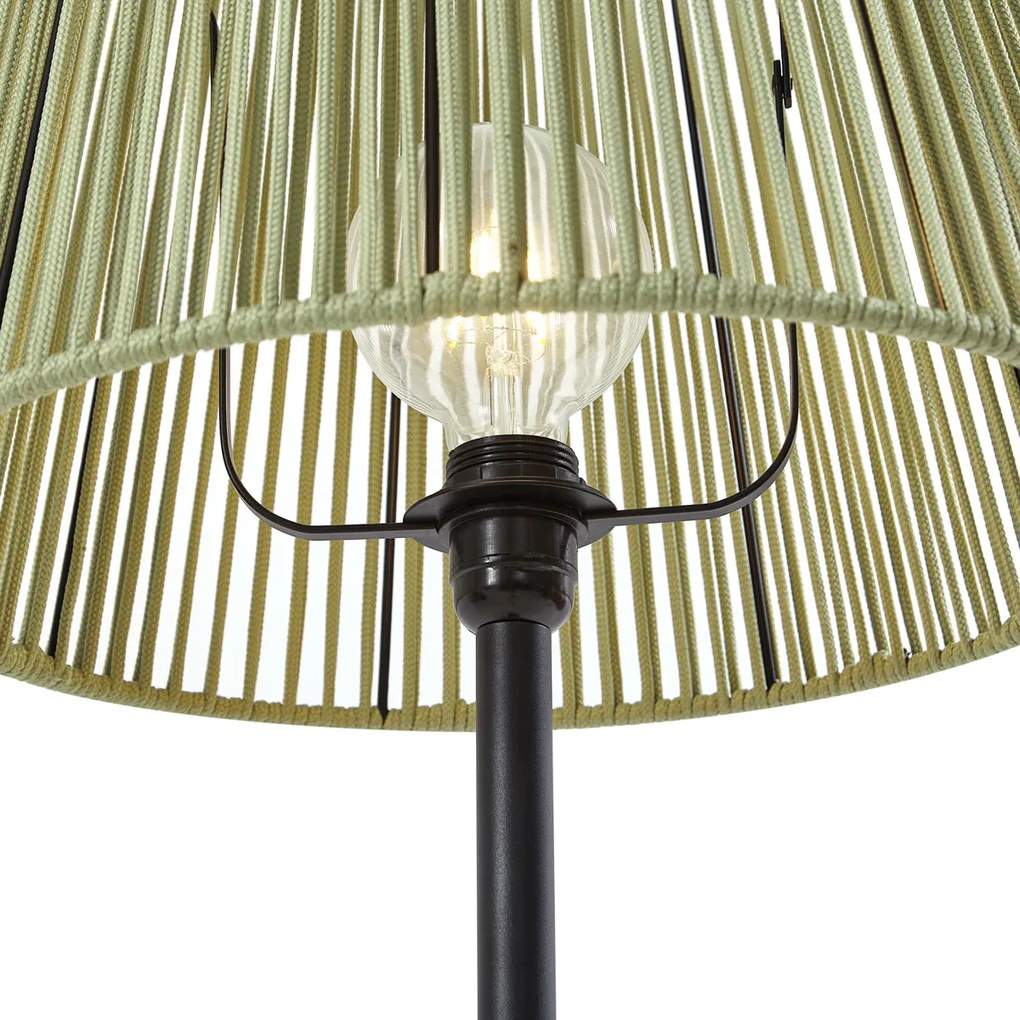 Vonkajšia stojaca lampa čierna so zeleným lanovým tienidlom IP44 - Virginia Jayla