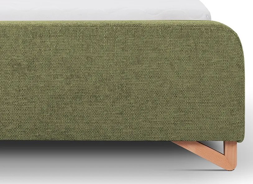 Posteľ Flamingo 180x200 cm, olivovo zelená štruktúrovaná tkanina