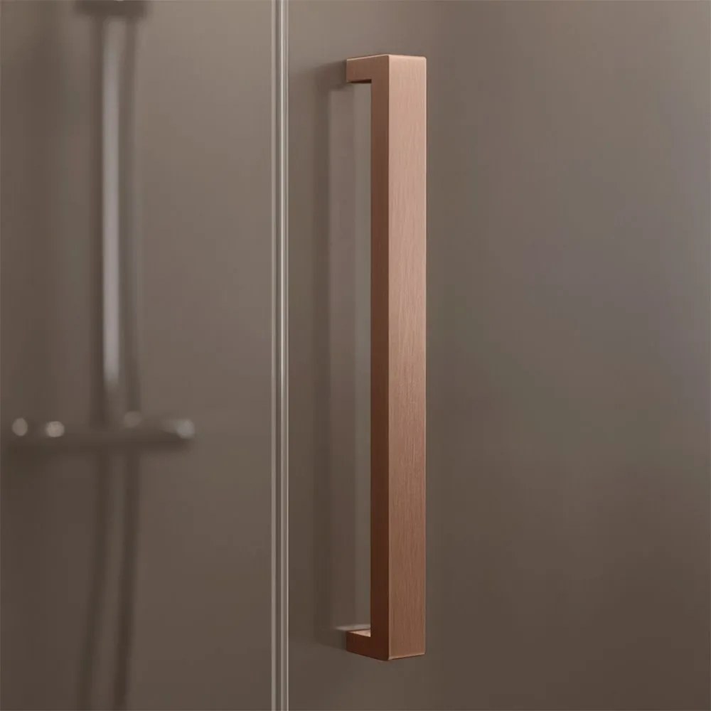 Rea Hugo, 1-krídlové sprchové dvere 90x200 cm, 6mm šedé sklo, medená matná + bočný magnetický profil, KPL-K6961