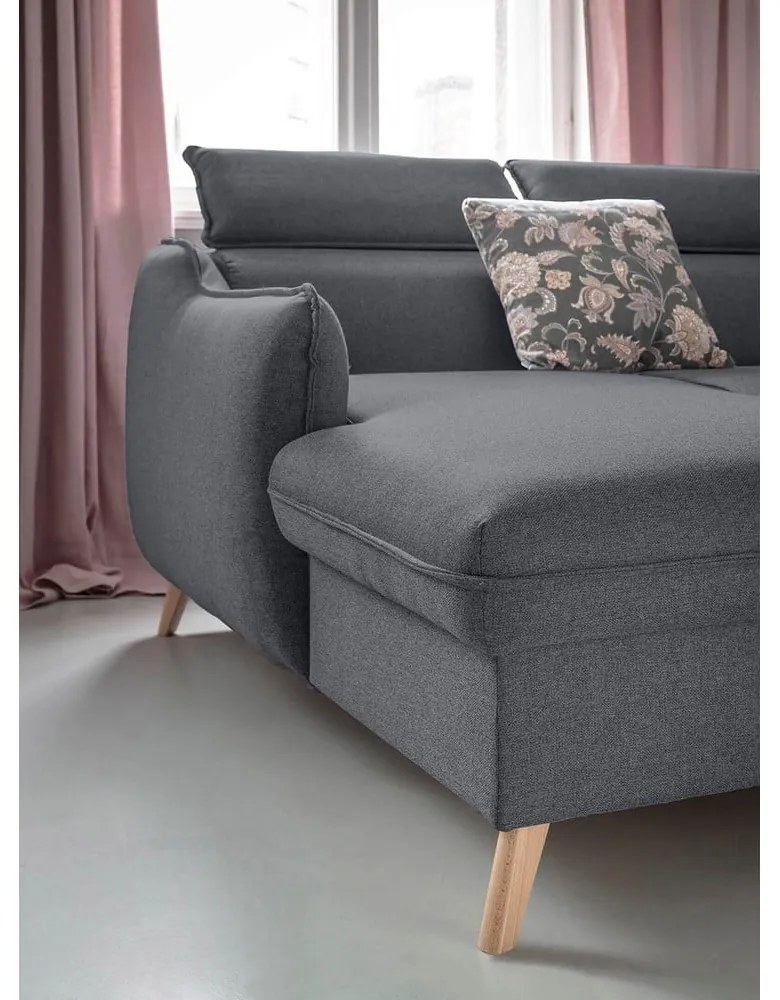 Tmavosivá rozkladacia rohová pohovka (ľavý roh) Sweet Harmony – Miuform