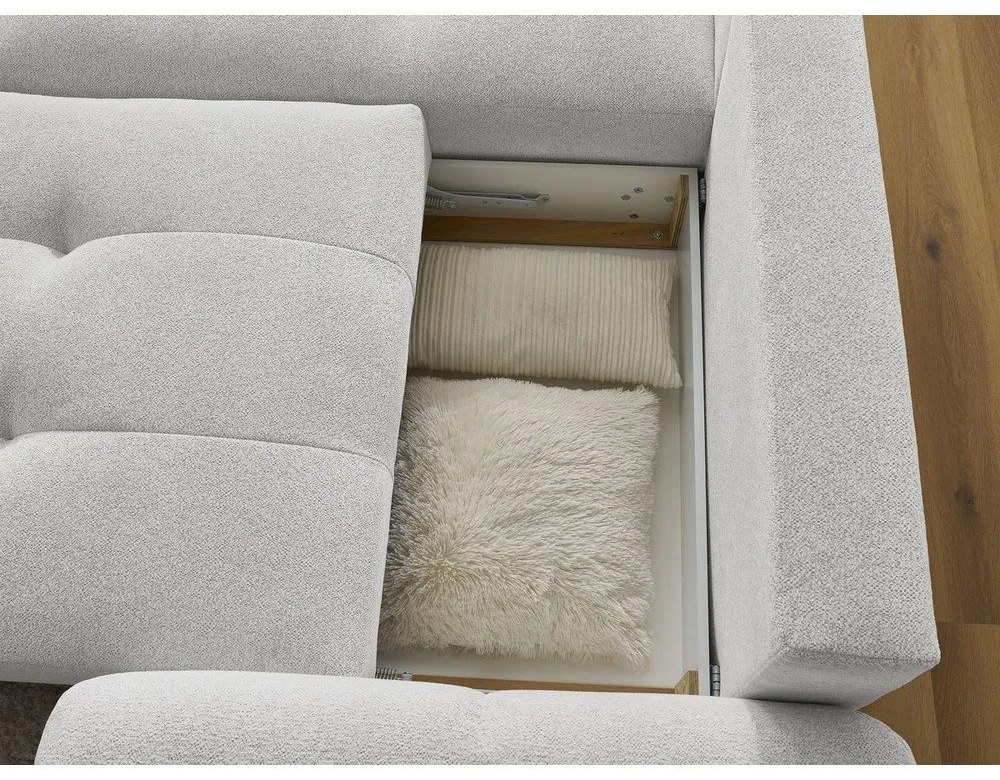 Svetlosivá ženilková rozkladacia/s úložným priestorom rohová pohovka (ľavý roh/s leňoškou) Roxelane – Bobochic Paris