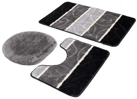 Sada kúpeľňových koberčekov MULTI C5019 čierny, sivý list