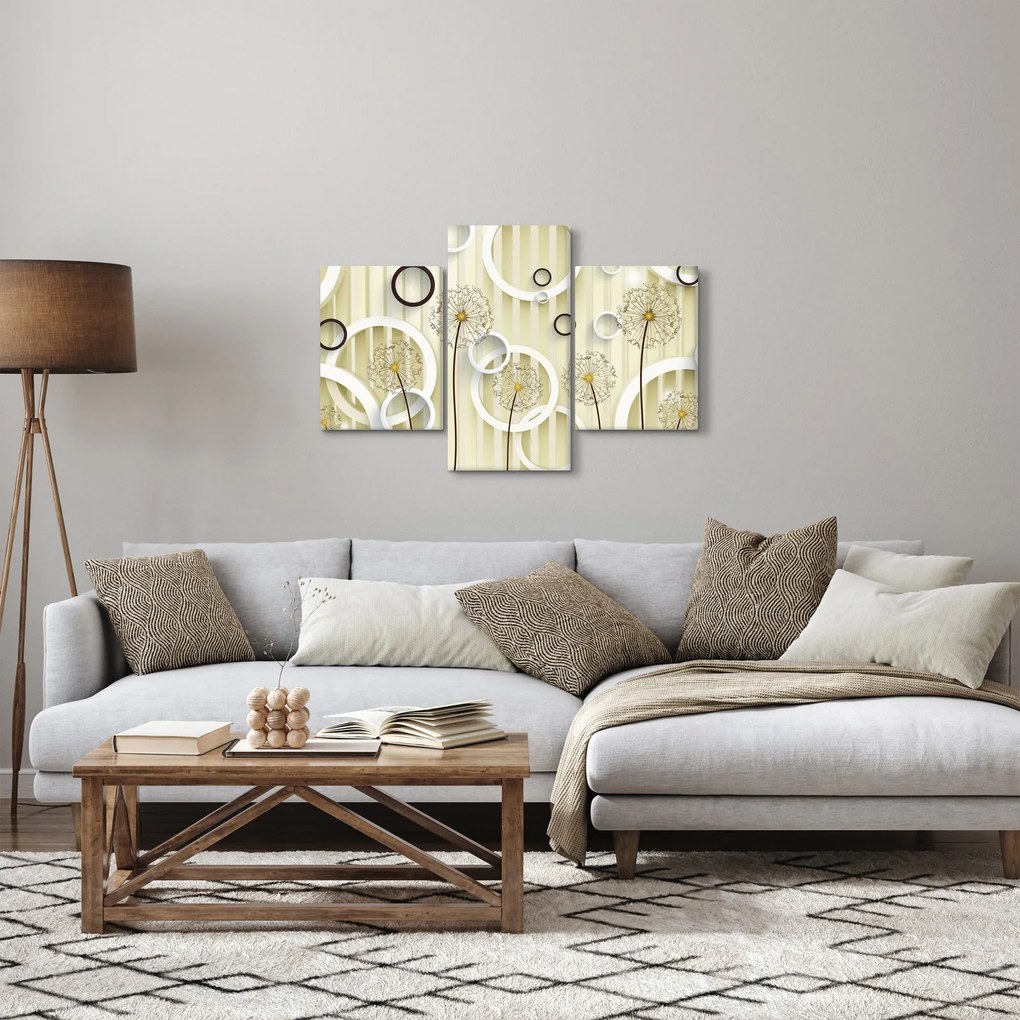 Abstraktný obraz s púpavami (90x60 cm)