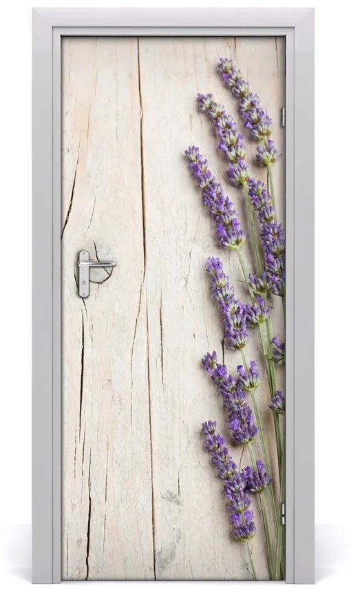 Fototapeta na dvere levanduľa drevo 75x205 cm