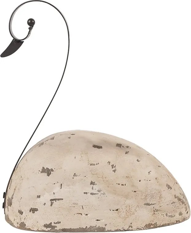 Biela antik drevená dekorácia Labuť Swan Rustic L - 25*11*27 cm
