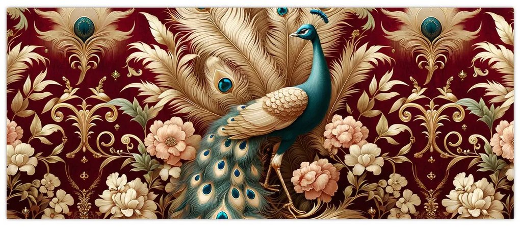 Obraz – Elegantný páv (120x50 cm)