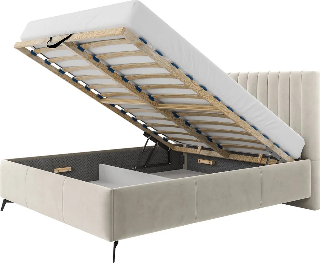 Manželská posteľ s kontajnerom na posteľnú bielizeň Lizubo, Dostupné poťahy: Fresh 01, Rozmer postele: 120x200