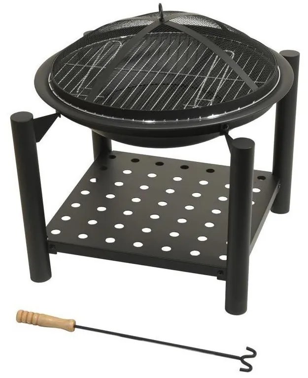 Compass Prenosné ohnisko na drevo s roštom 48 cm 13015