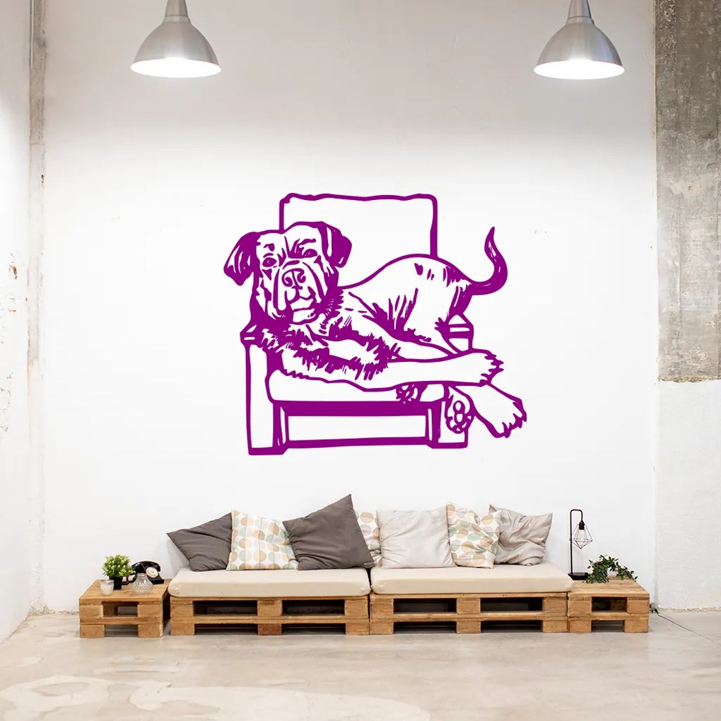 Veselá Stena Samolepka Pes na kresle Farba: šedá, Veľkosť: 100 x 88 cm