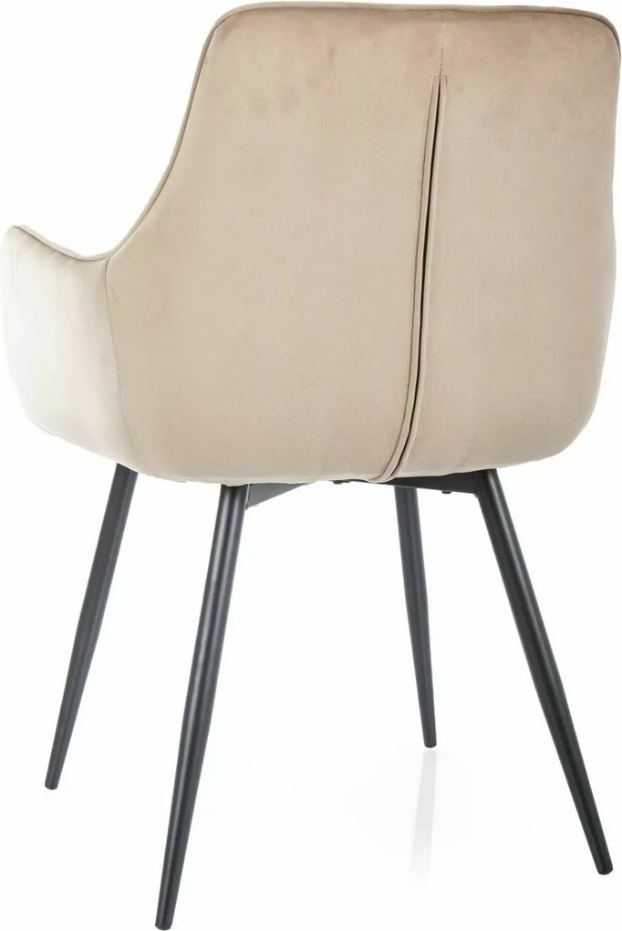 SI Citrónová zamatová stolička béžová