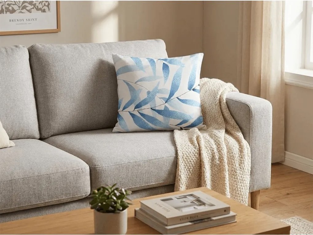 Sada 2 ks dekoračných obliečok na vankúš z mikrovlákna KOVENDI 45x45 cm, modro-biela