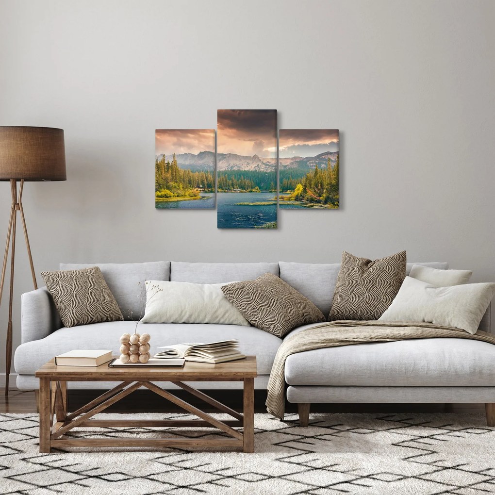 Obraz horskej rieky a hôr (90x60 cm)