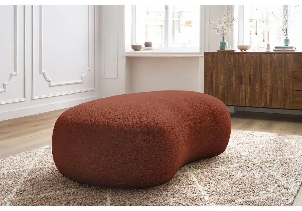 Podnožka z textílie buclé v tehlovooranžovej farbe Saint-Germain – Bobochic Paris