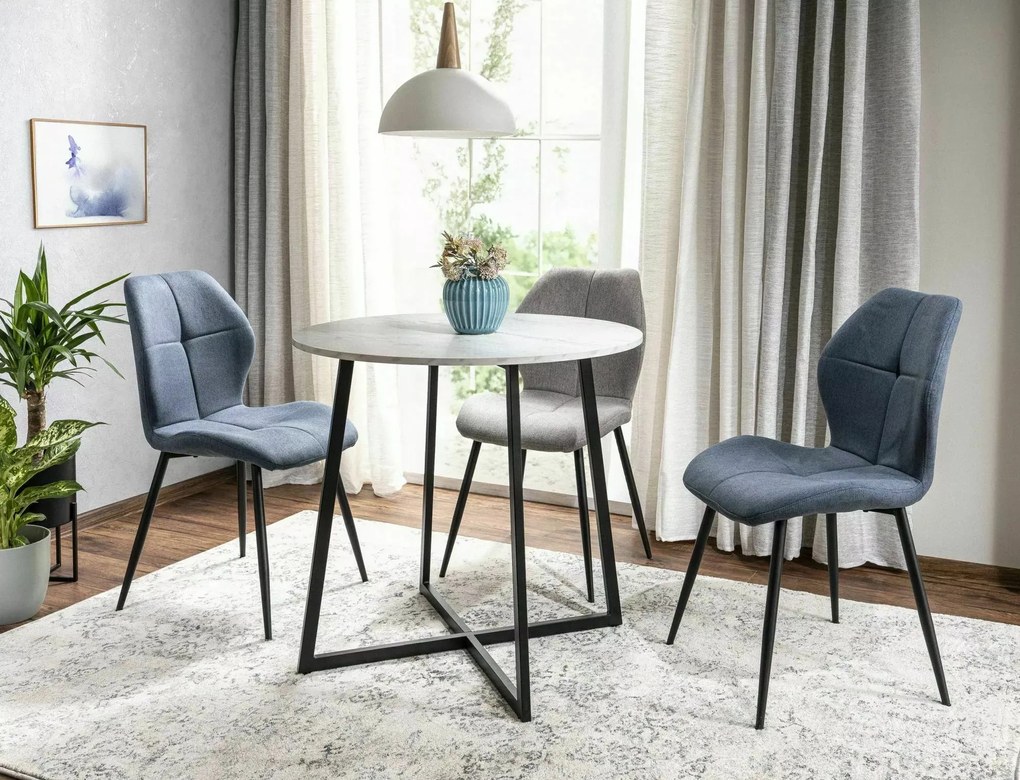 Jedálenský stôl Luna 90 cm biely mramor/čierny