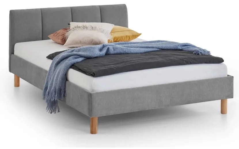 Sivá čalúnená dvojlôžková posteľ bez roštu 140x200 cm Joker – Meise Möbel