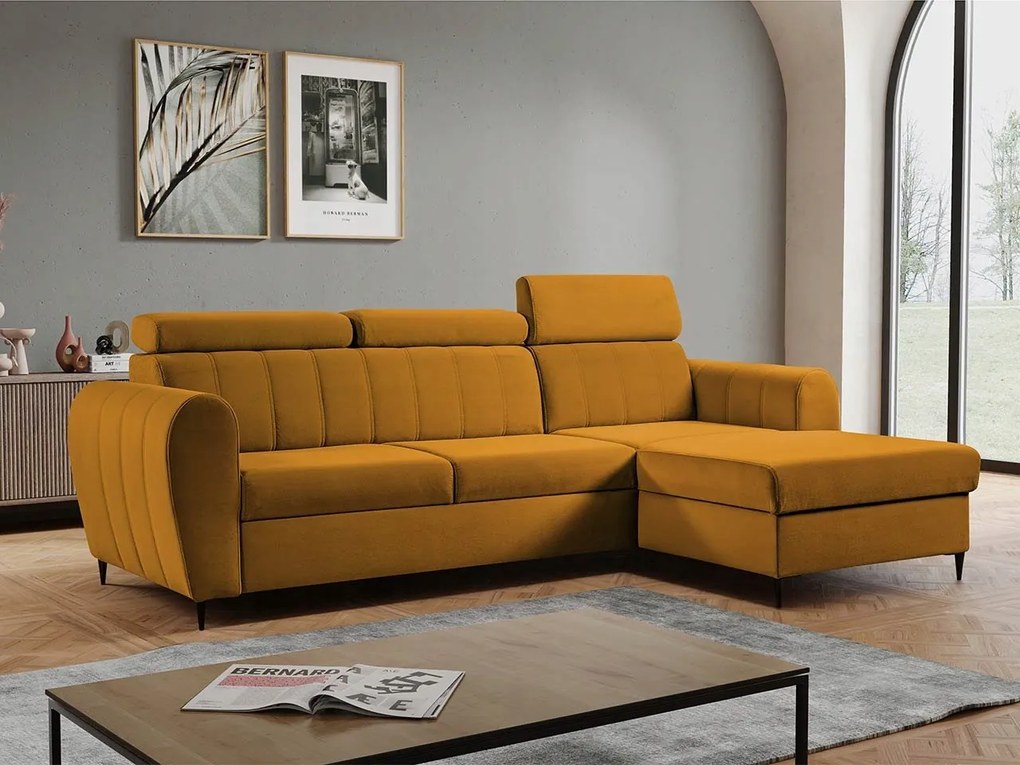 Rohová sedačka Potazuro Mini (horčicová) (s úl. priestorom) (p)