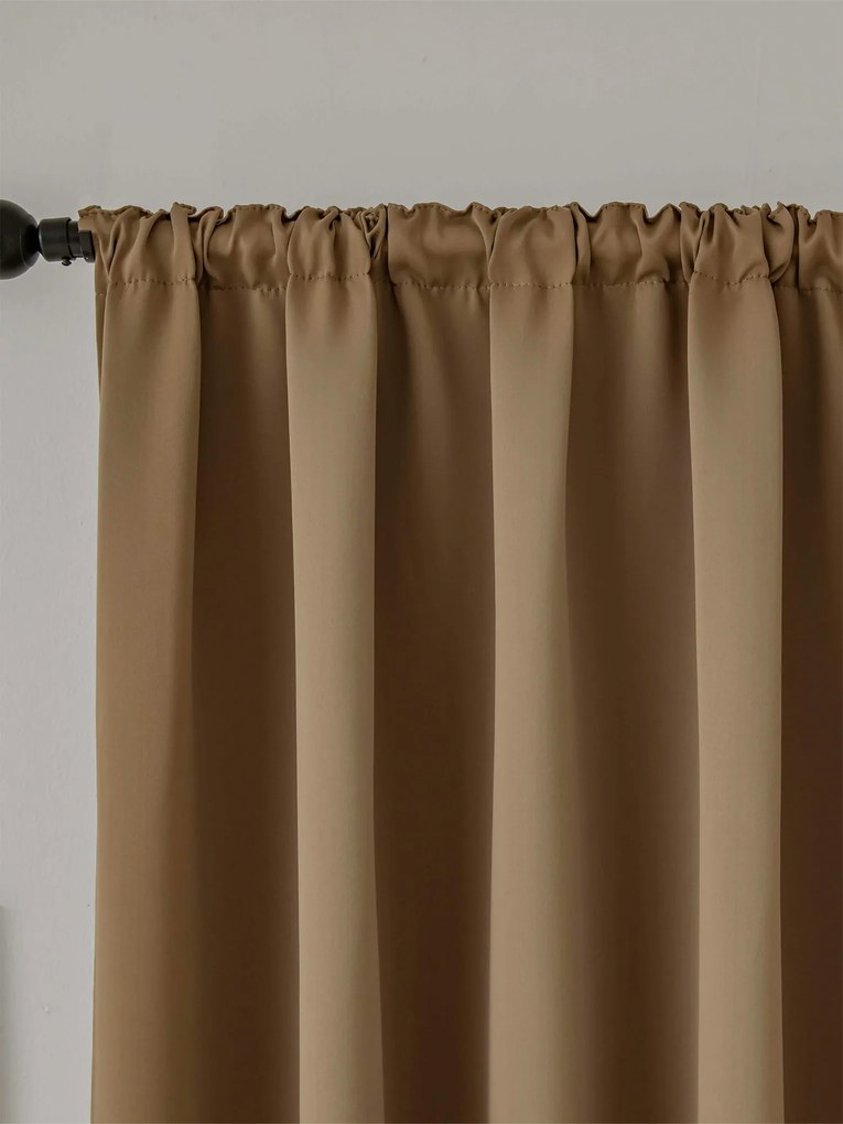 Blackout závesy Elias hnedá – 140 × 280 cm (2 ks) - riasiaca stuha