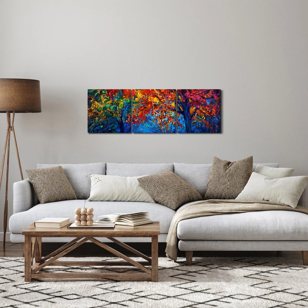 Obraz maľby prírody (s hodinami) (90x30 cm)