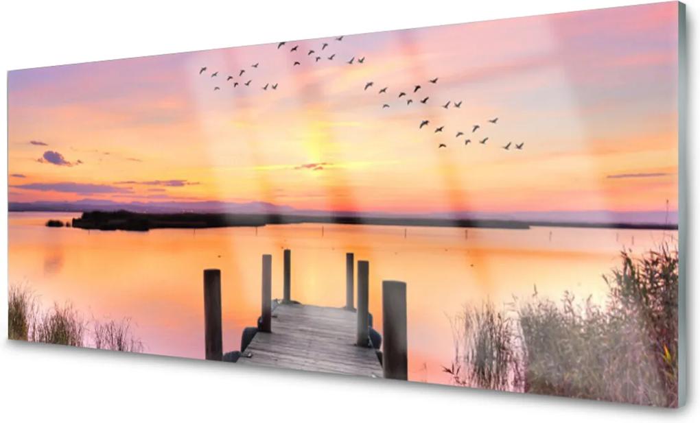 Obraz plexi Mólo západ slnka jazero
