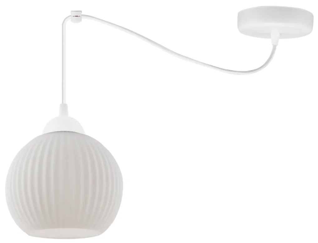 Závesné svietidlo Riffle Round Spider, 1x biele sklenené tienidlo, w