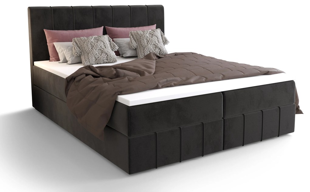 Manželská posteľ Boxspring 140 cm Barack (čierna) (s matracom a úložným priestorom). Akcia -20%. Vlastná spoľahlivá doprava až k Vám domov. 1046378