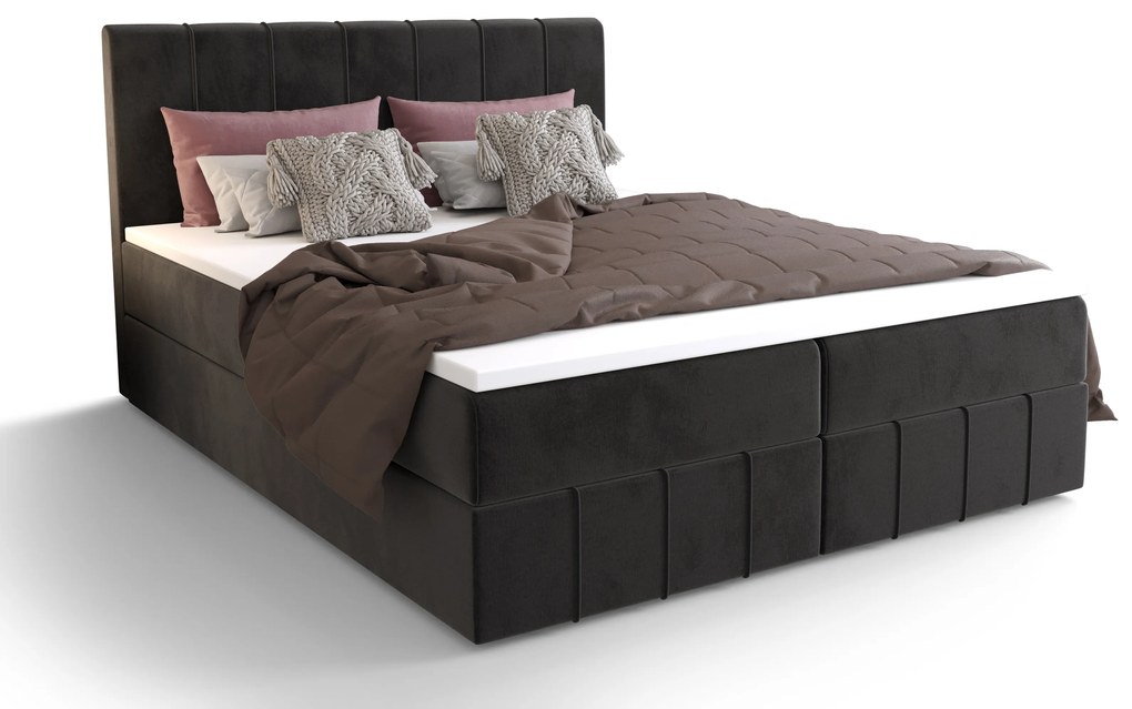 Manželská posteľ Boxspring 180 cm Barack (čierna) (s matracom a úložným priestorom). Akcia -20%. Vlastná spoľahlivá doprava až k Vám domov. 1046394