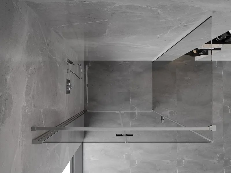 Mexen Mist-F T, 1-krídlový skladací sprchový kút ľavý 95 x 100 cm, číre sklo, chrómový profil, 8A6T-095-100-01-00-L