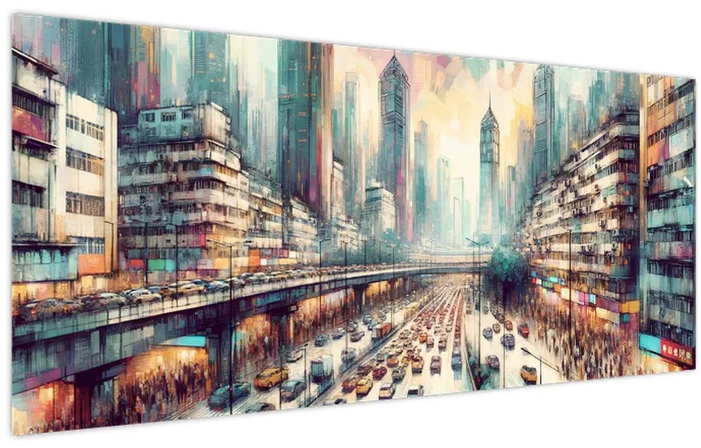 Obraz - Život veľkomesta (120x50 cm)