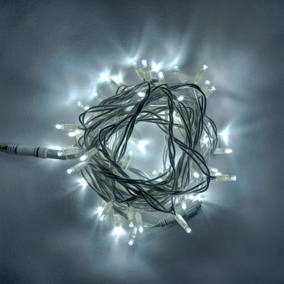 DECOLED LED světelný řetěz 20 m, ledově bílá, 120 diod, IP67, bílý kabel