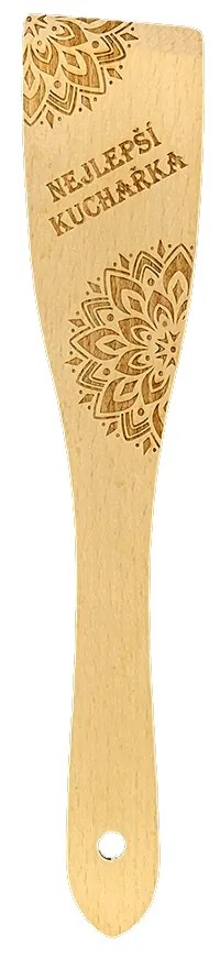 AMADEA Drevená obracačka buk text "najlepšia kuchárka", masívne drevo, dĺžka 30 cm, český výrobok