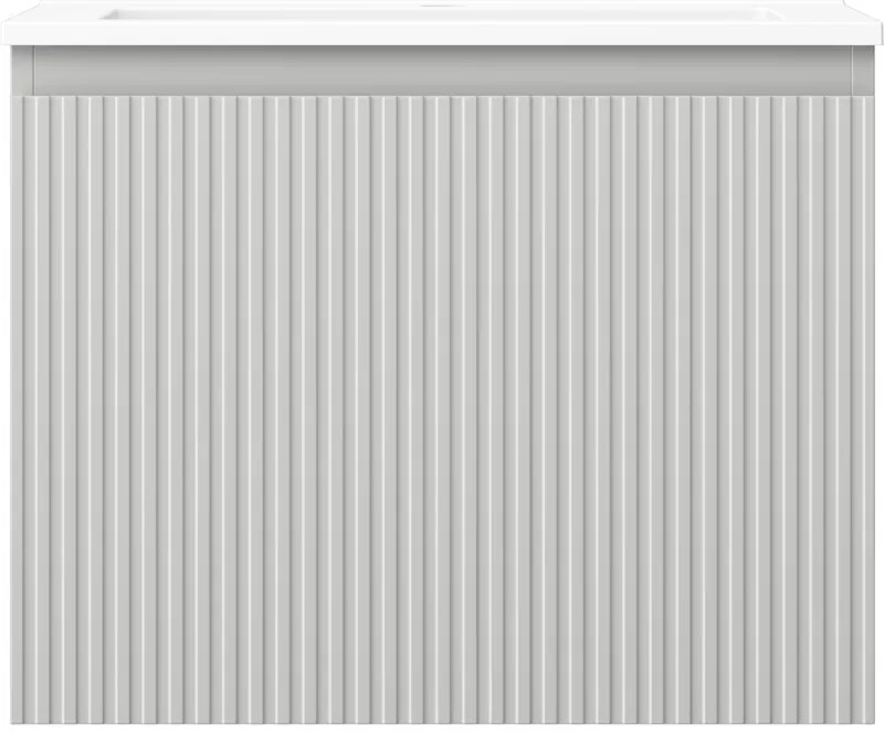 Mexen Rivel, kúpeľňová skrinka 60 cm s umývadlom Otis, 1 zásuvka, drážkovaná, sivá matná/biela, 91A20-06047-1-BF62-W18M01